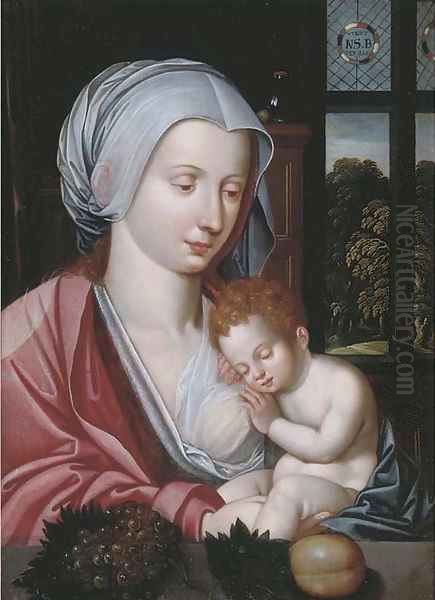The Virgin and Child in an interior, a landscape beyond - view 1