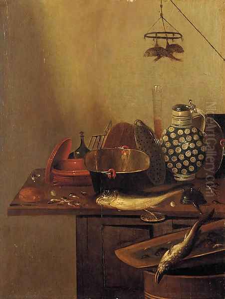 A kitchen still life with fish - view 1