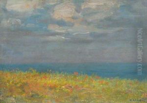 Peony Field At The Sea Shore