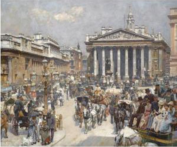 Bank And The Royal Exchange by Logsdail William