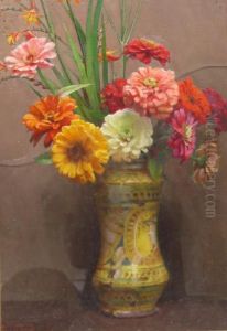 Still Life Flowers In A Delft Vase