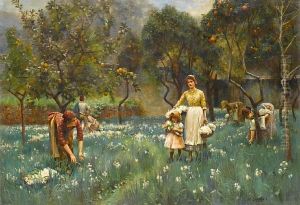 Picking Flowers In An Orange Grove