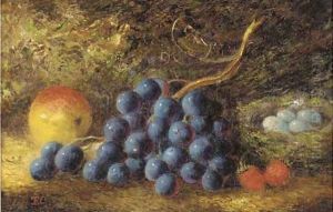 Grapes, an apple