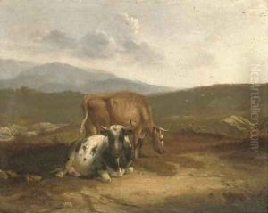 Cattle in an extensive landscape by Thomas Sidney Cooper