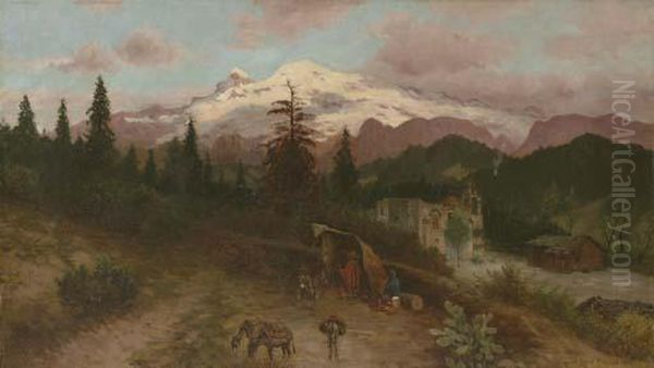 Campesinos A Las Afueras De Una Iglesia Al Pie Del Ixtlazihuatl - view 1