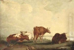 Cattle on the bank of a river Cattle on the bank of a river