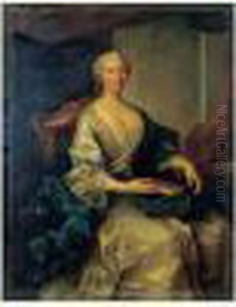 Portrait D'une Jeune Femme Assise Tenant Un Livre En Maroquin - view 1