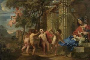 Madonna Mit Kind Und Tanzenden Putten. by Nicolas Loir