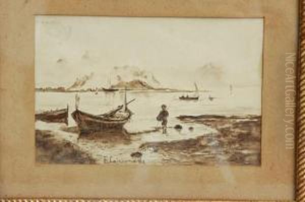 Attr. "veduta Del Monte
Pellegrino" Disegno A China Su Carta Fimato E Datato 1857 In Basso Al
Centro, In Cornice. Iscrizione Al Retro - view 1