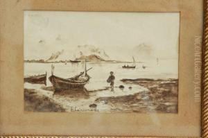 Attr. "veduta Del Monte 
Pellegrino" Disegno A China Su Carta Fimato E Datato 1857 In Basso Al 
Centro, In Cornice. Iscrizione Al Retro