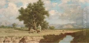 The Country Girl And The Lamb by Francesco Lojacono