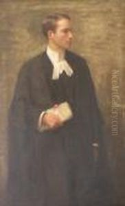 Portrait Of A Young Man Wearing Barristers Silks And Holding A Document