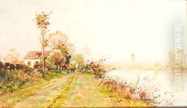 A house on a track in a river landscape - view 1