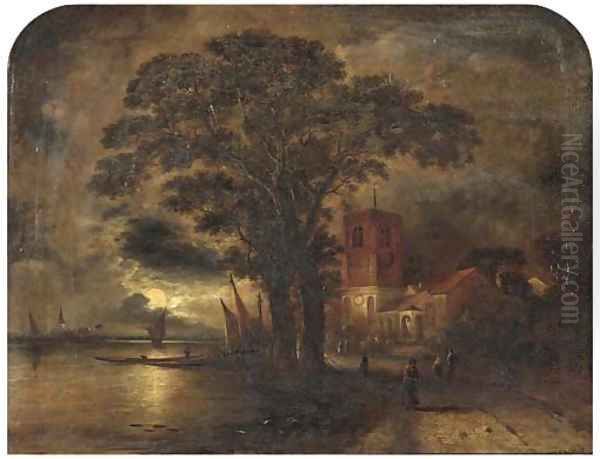 Chelsea Old Church at moonlight - view 1