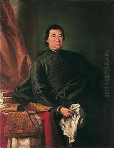 Portrait Of A Prelate, 
Three-quarter Length, Seated, Holding A Handkerchief, Beside A Table 
With His Cassock And Books