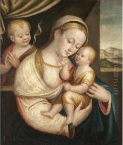 The Madonna And Child With The Infant Saint John The Baptist by Luca Longhi