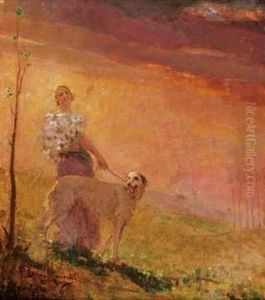 Donna Con Cane by Francesco Longo Mancini