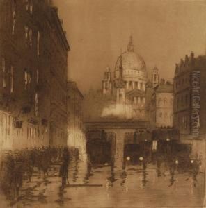 Street Scene Near St. Paul's Cathedral by William Francis Longstaff