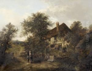 Englische Heidelandschaft Mit Bauernhaus.