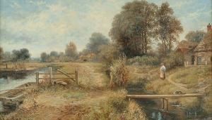 A Country Landscape With A Figure Outside A Cottage; &amp; A Companion