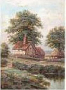 Happy Homes, Rettendon &amp; 
Purley, Essex, A Pair, Monogrammed, Oil On Board , Each 43.5 X 31 Cm.; 
17 X 12 1/4 In