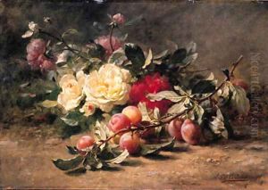 Peonies and Plums by Gustave-Emile Couder