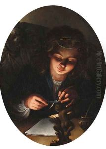A personification of poetry by candlelight