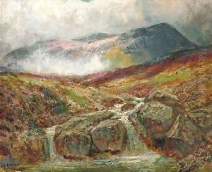 The mountain stream by James Henry Crossland