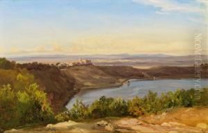 Landschaft Mit Albaner See Und Castel Gandolfo Bei Rom by Friedrich Loos