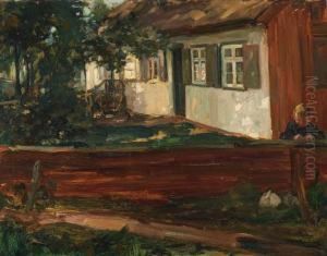 Bauernhaus Mit Junge by Hans Looschen
