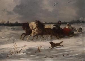 Wilde Schlittenfahrt Im Russischen Winter by Hans Looschen