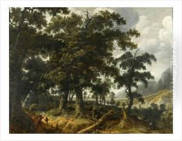 Paysage Panoramique De Foret Avec Une Chasse Au Cerf - view 1