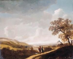An Elegant Couple Standing Above A Valley by Jan Looten