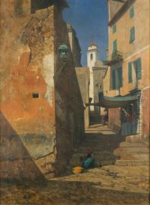 Vue D'une Rue De Villefranche Sur Mer by Gabriel Loppe