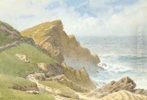 The end of the headland, Newquay by William Edwards Croxford