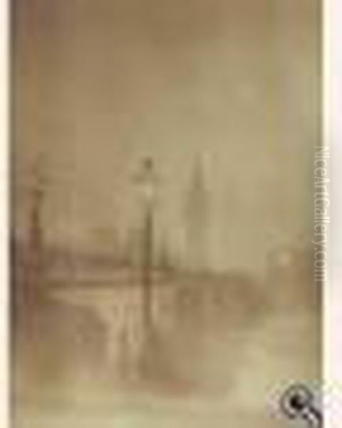 Londres Au Crepuscule, Circa 1890. - view 1