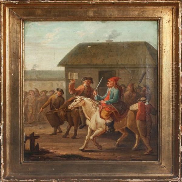 Riders And Curious Spectators In A Village - view 1