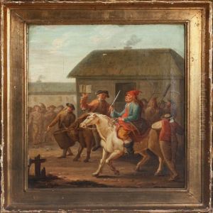 Riders And Curious Spectators In A Village