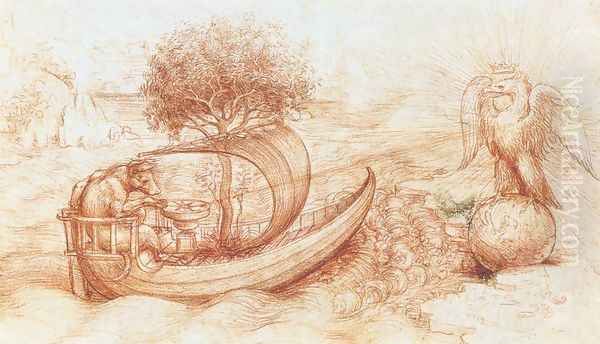 Allegory with wolf and eagle - view 1