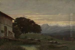 Bergbauernhof Mit Schafherde by Carl Lorenz