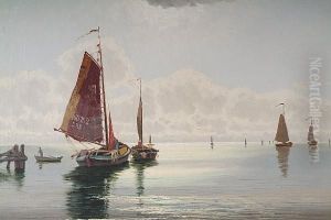 Sailing Barges And A Fishing Fleet Putting Outto Sea