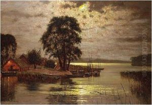 Hugo Lorenz-murovana , River Landscape, Signed by Ernst Lorenz-Murowana