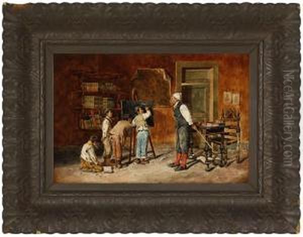 Boys And Teacher In A School Interior - view 1