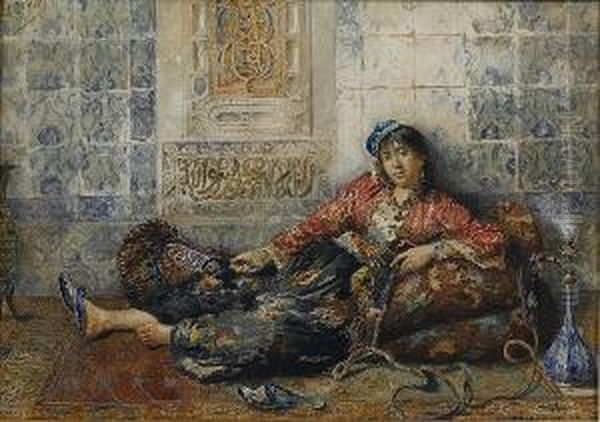 Portrait Of A Turkish Lady Smoking The Hookah - view 1
