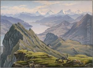Blick Von Einer Hohe Beim Stockhorn by Gabriel I Lory