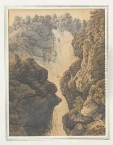 Chute Superieur Du Reichenbach Dans La Vallee D'oberhasli. by Gabriel I Lory