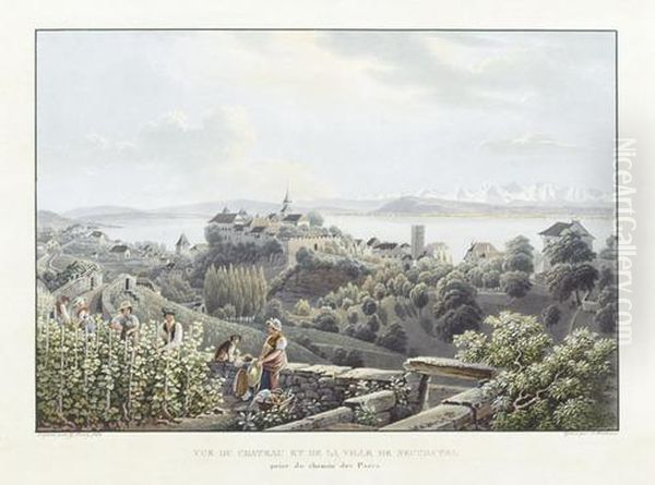 "vue Du Chateau Et De La Ville De Neuchatel - view 1