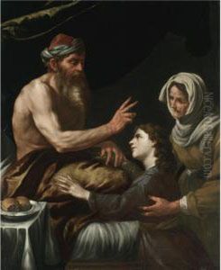 Isaac Blessing Jacob by Johann Karl Loth
