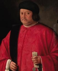 Portrait Of A Venetian 
Dignitary, Half-length, In Robes Of Office,holding A Letter Of 
Appointment