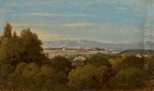 Paysage, Une Ville Au Second Plan by Emile Loubon